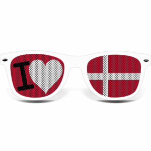 Dänemark Fanbrille I LOVE (weiß) – Bild 2