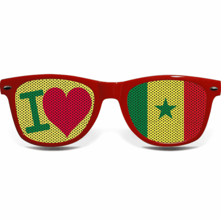 Senegal Fanbrille I LOVE R 1 brille collage Senega love red