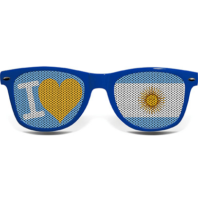 brille collage argentinia love blau