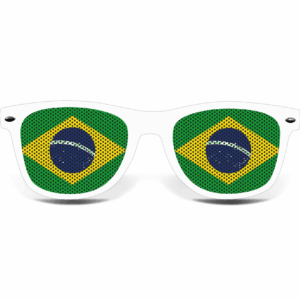 Brasilien Fanbrille Weiß mit Flagge – Bild 2