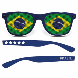 Brasilien Fanbrille Blau mit Flagge
